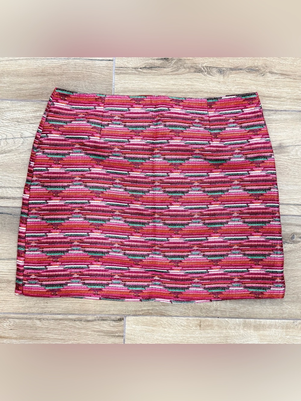 LOFT Pink Multi-Stripe Textured Mini Skirt
